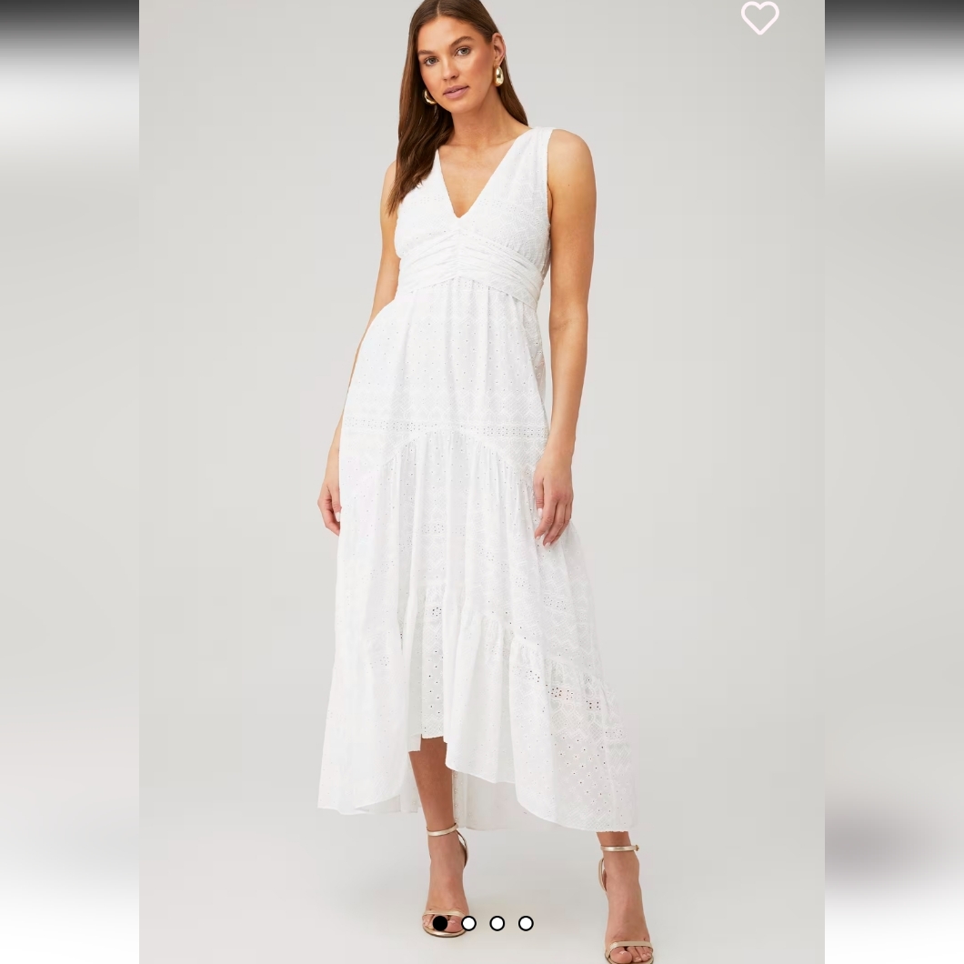 Misa Los Angeles White Eyelet Maxi Dress Nwt